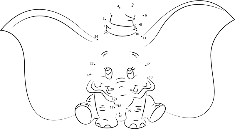 Dumbo Setting printable dot to dot worksheet