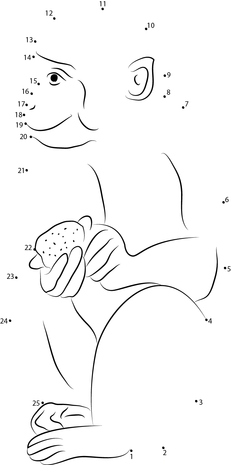 Indian Monkey dot to dot worksheets