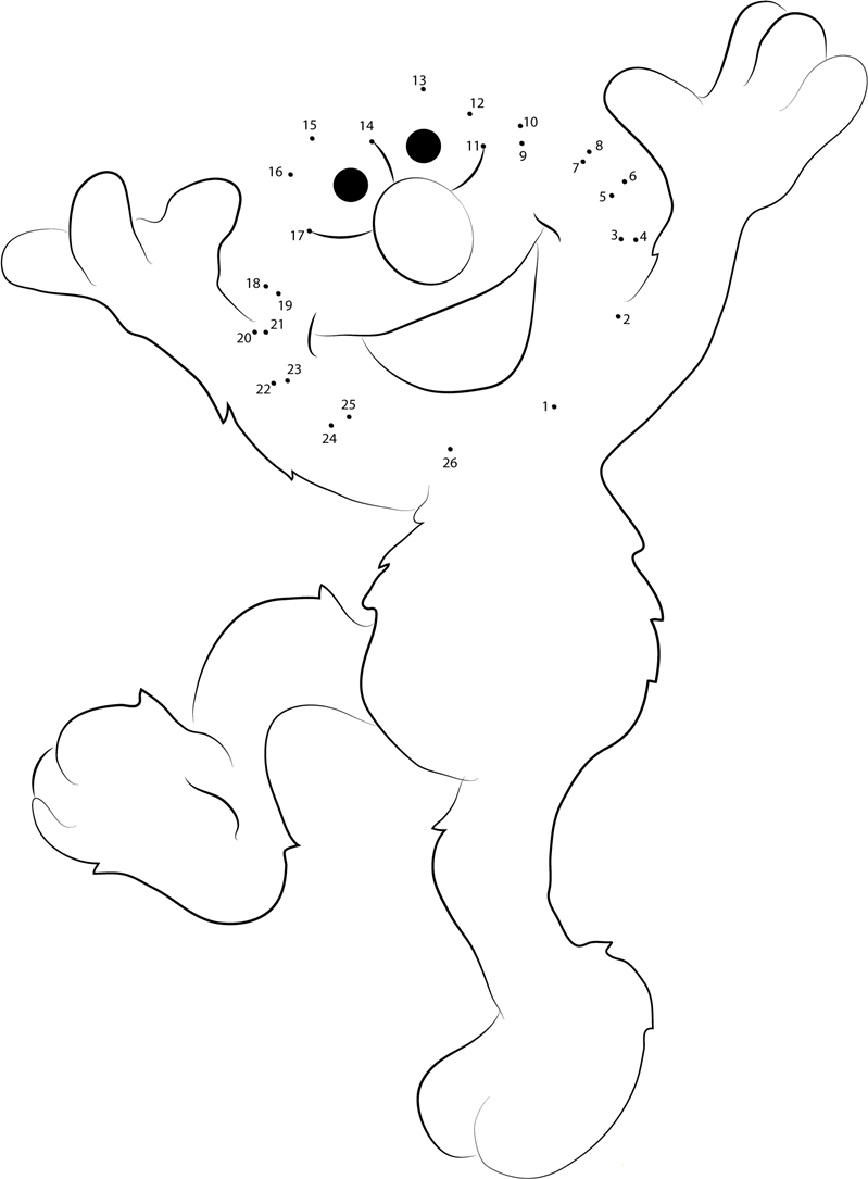 Elmo Dancing printable dot to dot worksheet