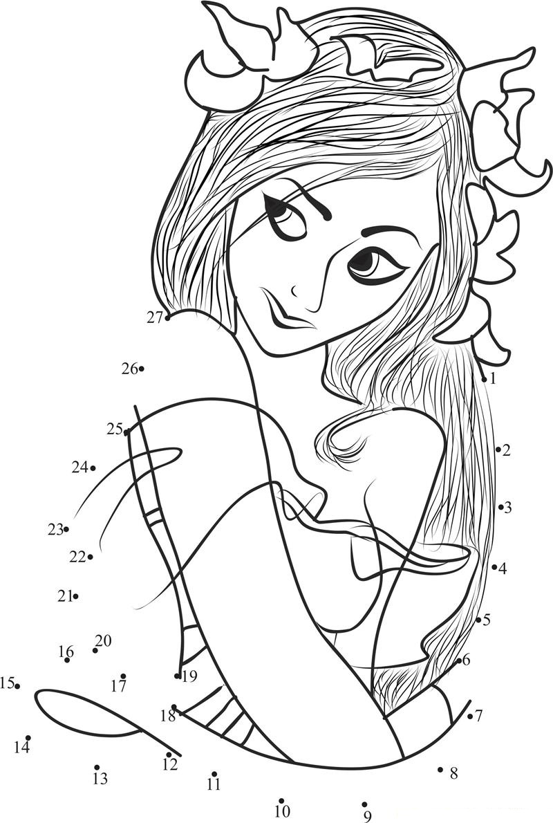 Beautiful Giselle printable dot to dot worksheet