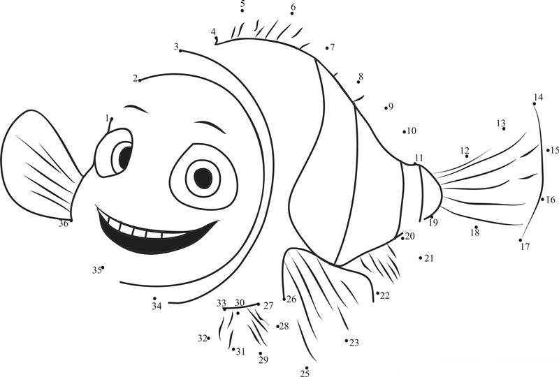 Finding Nemo Clownfish  printable dot to dot worksheet