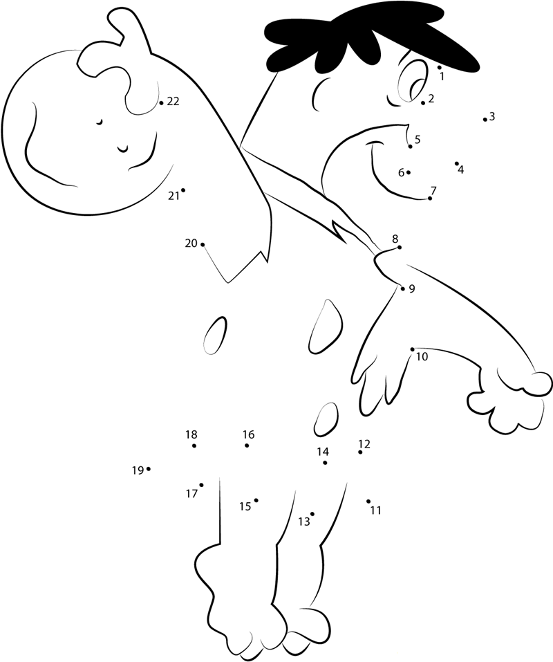 Fred Flintstone Bowling printable dot to dot worksheet