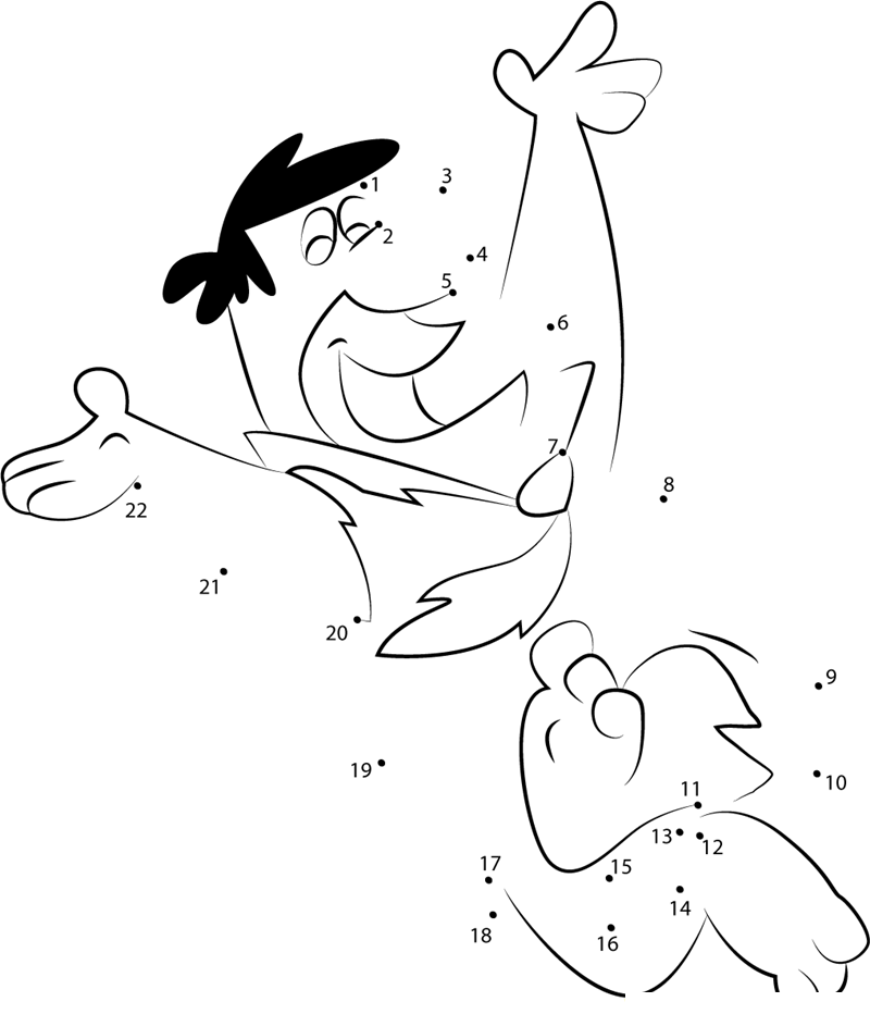 Happy Fred Flintstones printable dot to dot worksheet