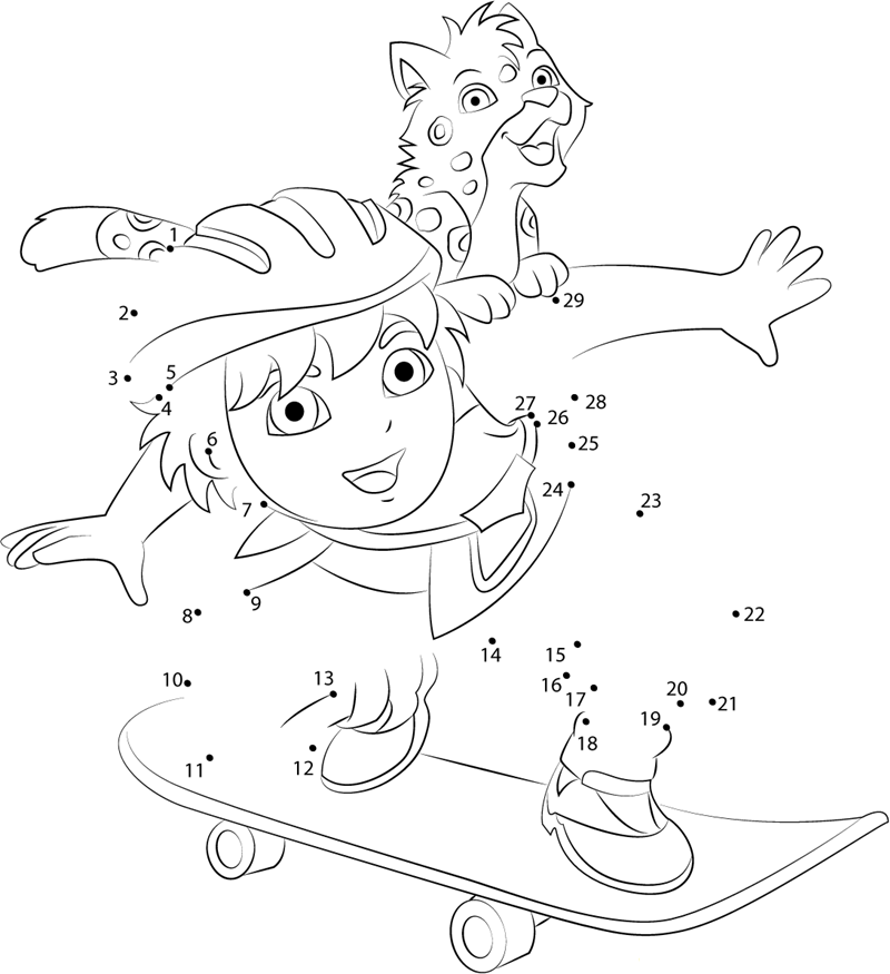 Diego Marquez Play Skateboarding printable dot to dot worksheet