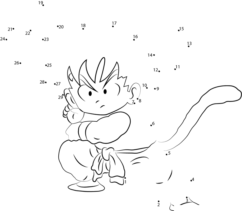 Goku Ready To Fight printable dot to dot worksheet