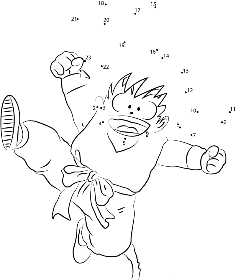 Kid Goku printable dot to dot worksheet