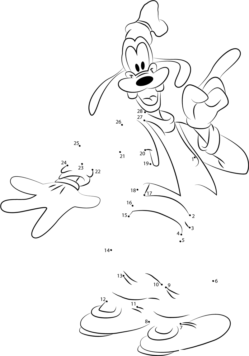 Goofy A Tall Dog printable dot to dot worksheet