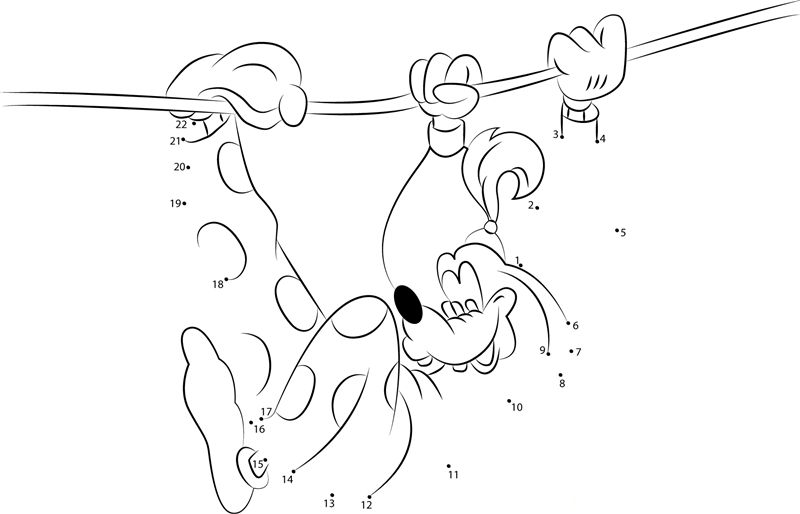 Goofy Play With Rope printable dot to dot worksheet