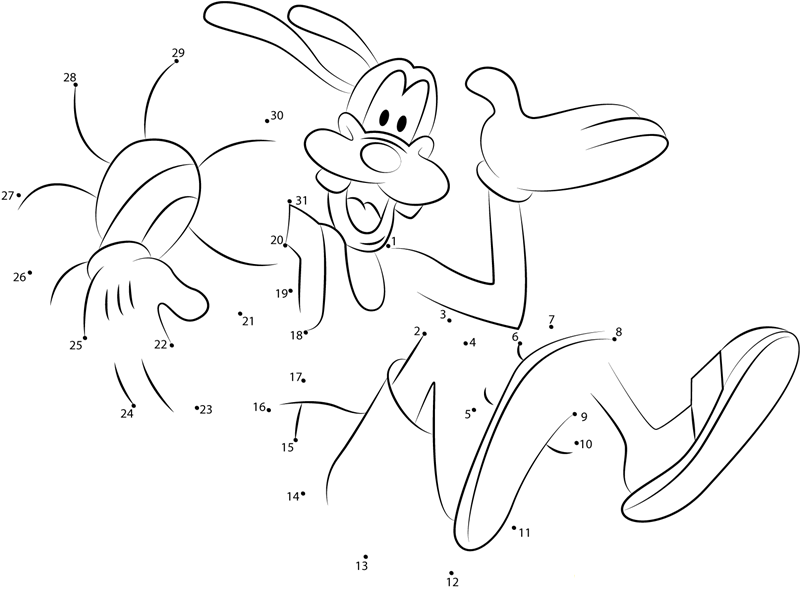 Goofy Say Hi printable dot to dot worksheet