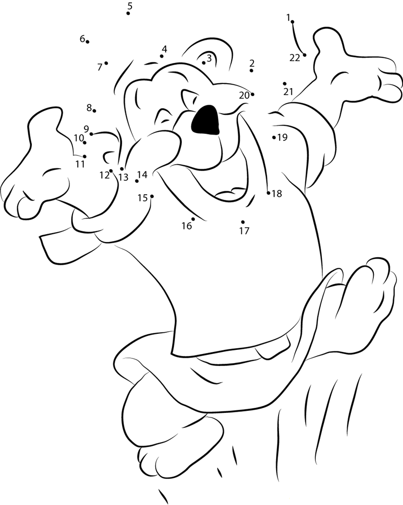 Gruffi Gummi Dancing printable dot to dot worksheet