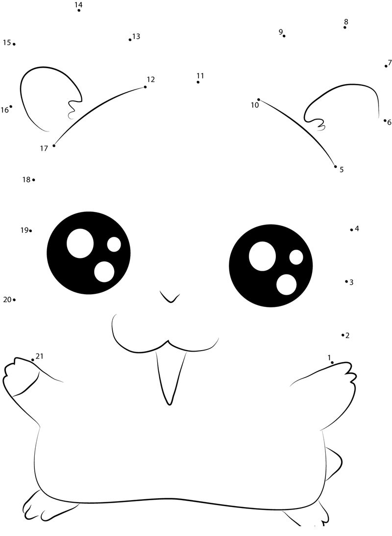 Big Eye Hamtaro printable dot to dot worksheet