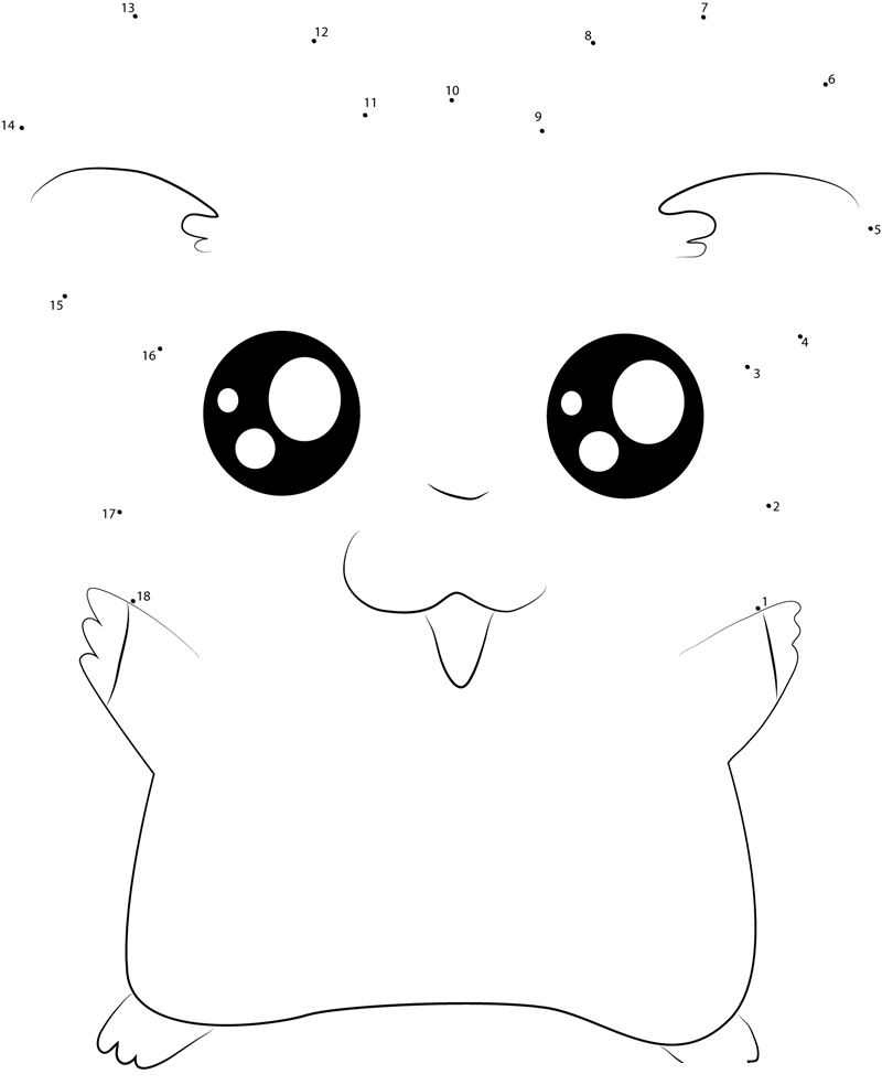 Hamtaro Say Hi printable dot to dot worksheet