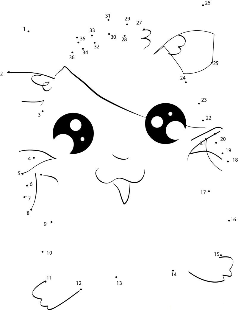 Happy Hamtaro printable dot to dot worksheet