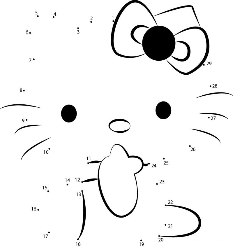 Hello Kitty 1 printable dot to dot worksheet