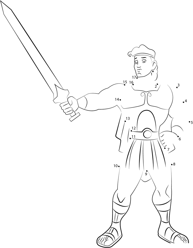 Hercules Show His Sword printable dot to dot worksheet