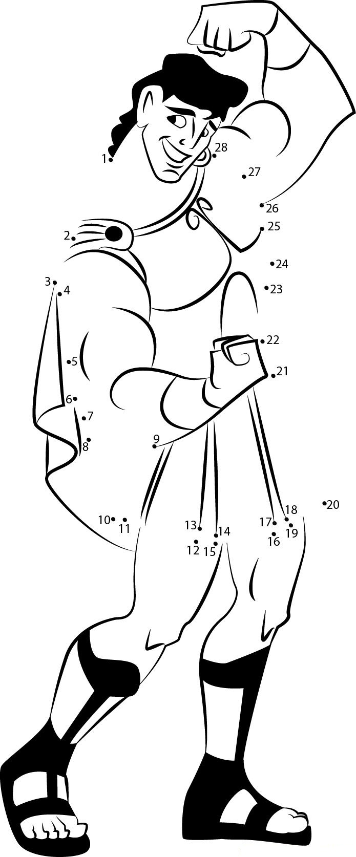 Hercules Showing Off printable dot to dot worksheet