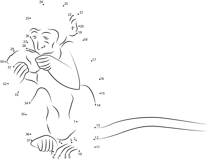 Monkey Eating Sweet Food dot to dot worksheets