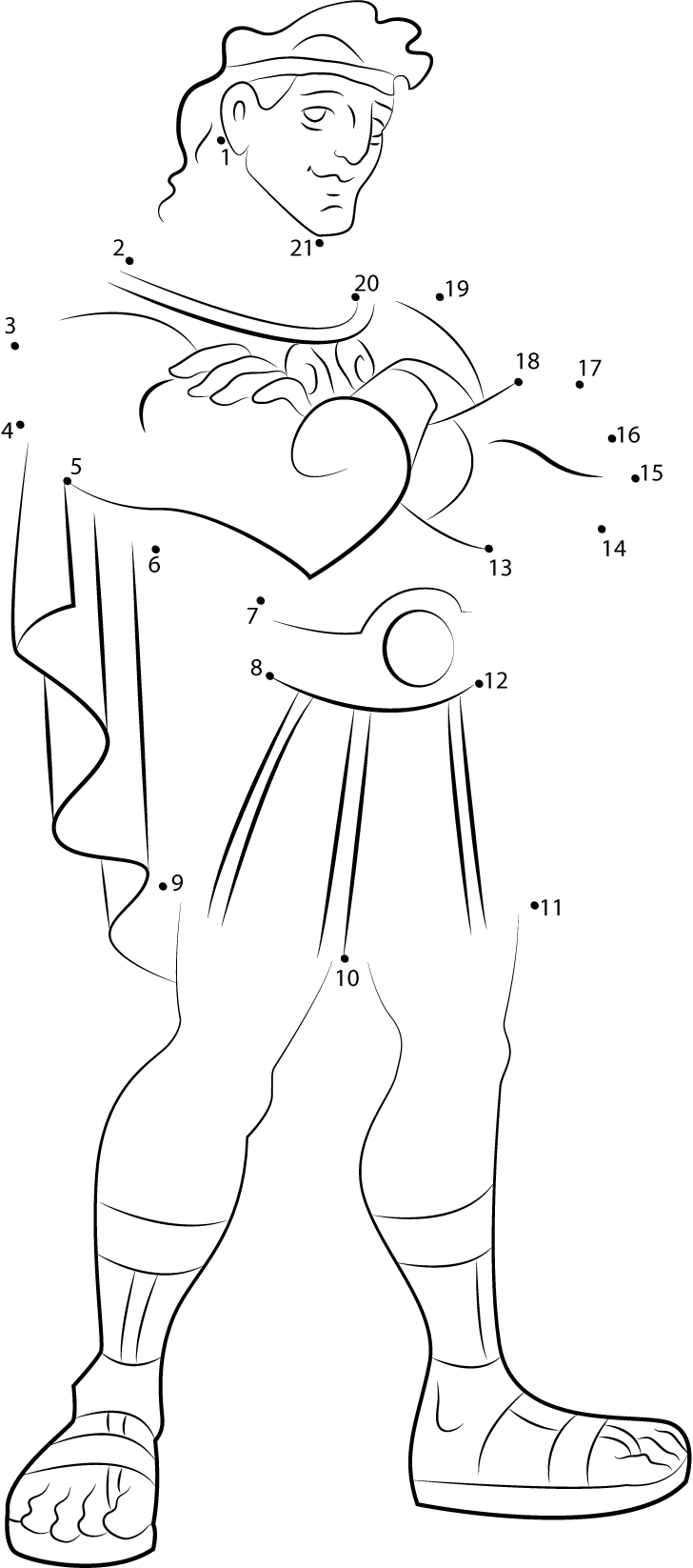 Standing Hercules printable dot to dot worksheet