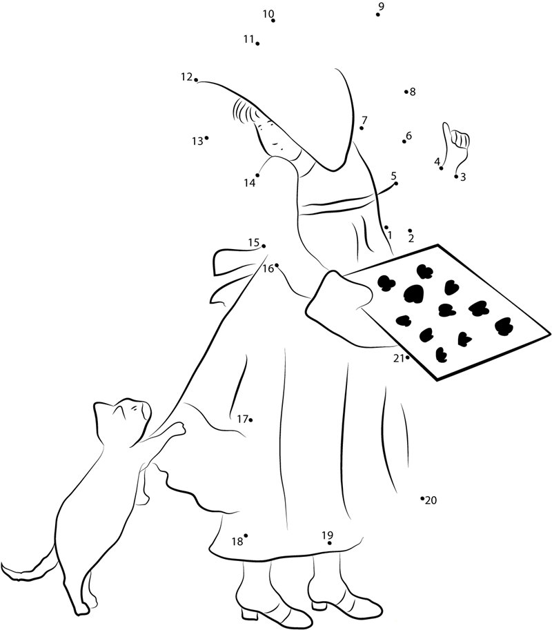 Holly Hobbie With Cat printable dot to dot worksheet