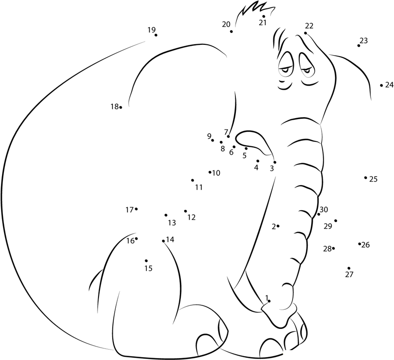 Sad Horton printable dot to dot worksheet