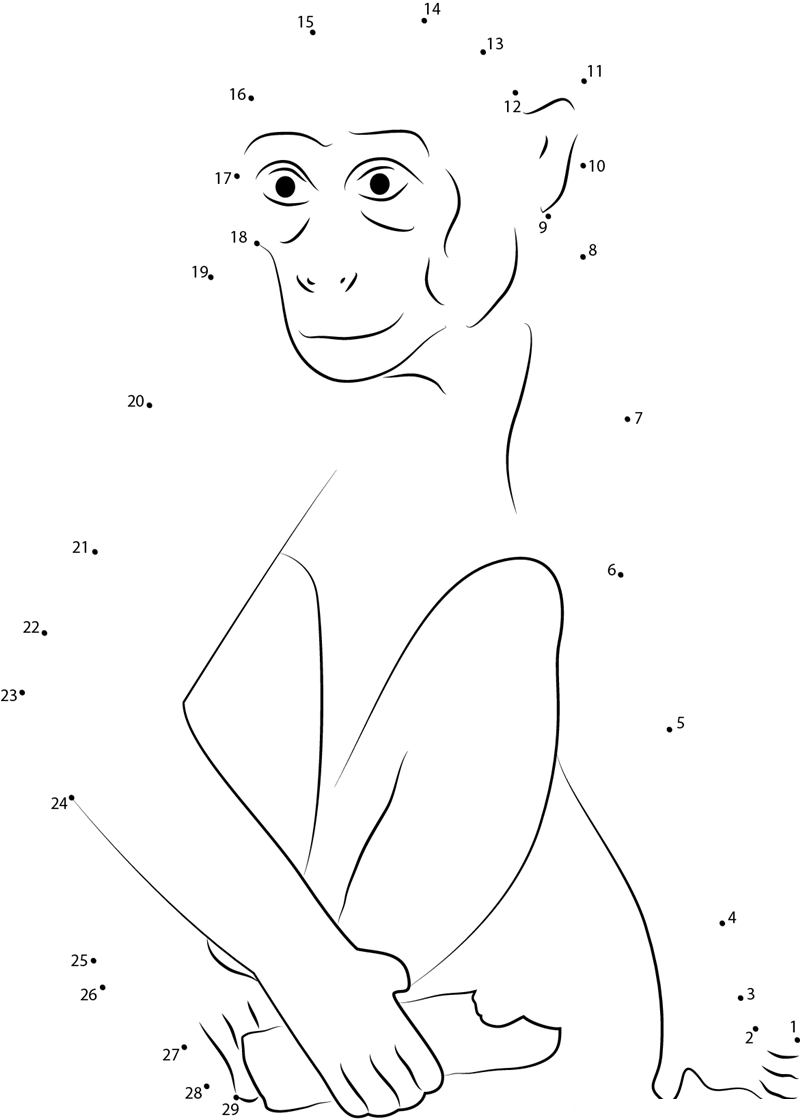 Monkey Having Chocolate dot to dot worksheets