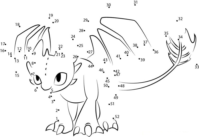 How To Train Your Dragon  Toothless printable dot to dot worksheet