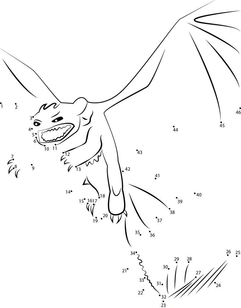 How To Train Your Dragon  Toothless Angry printable dot to dot worksheet