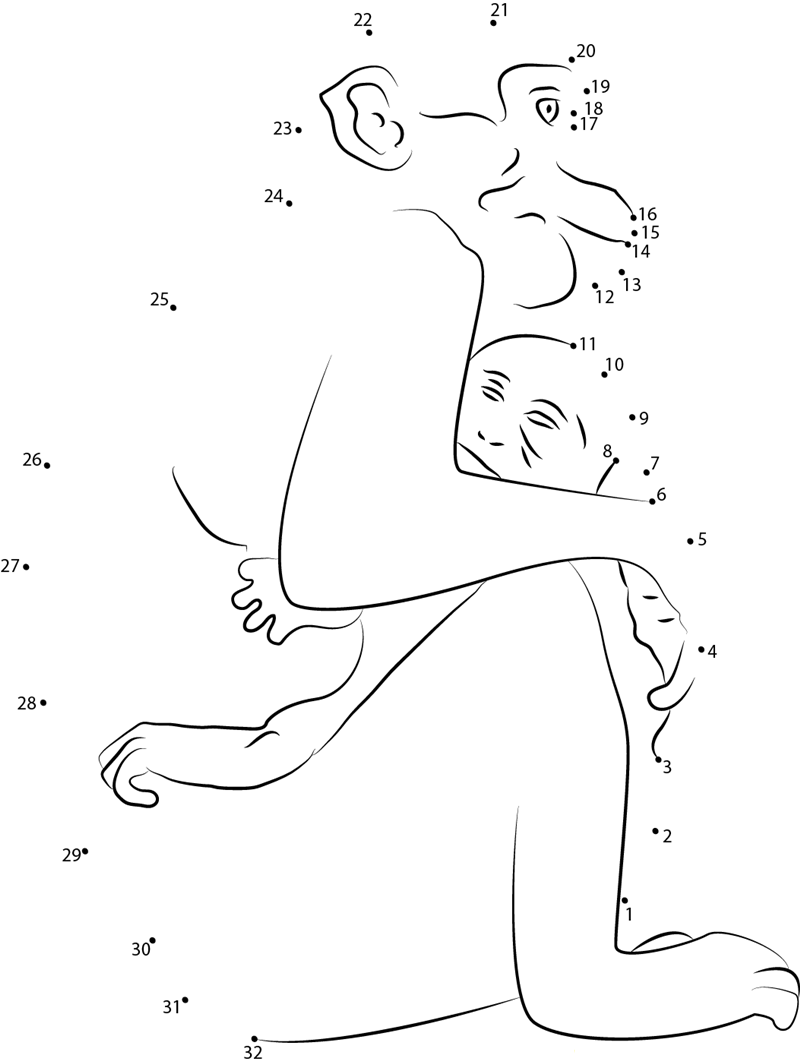 Monkey Hug His Son dot to dot worksheets