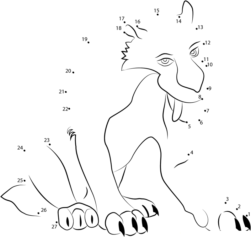 Diego Smilodon printable dot to dot worksheet