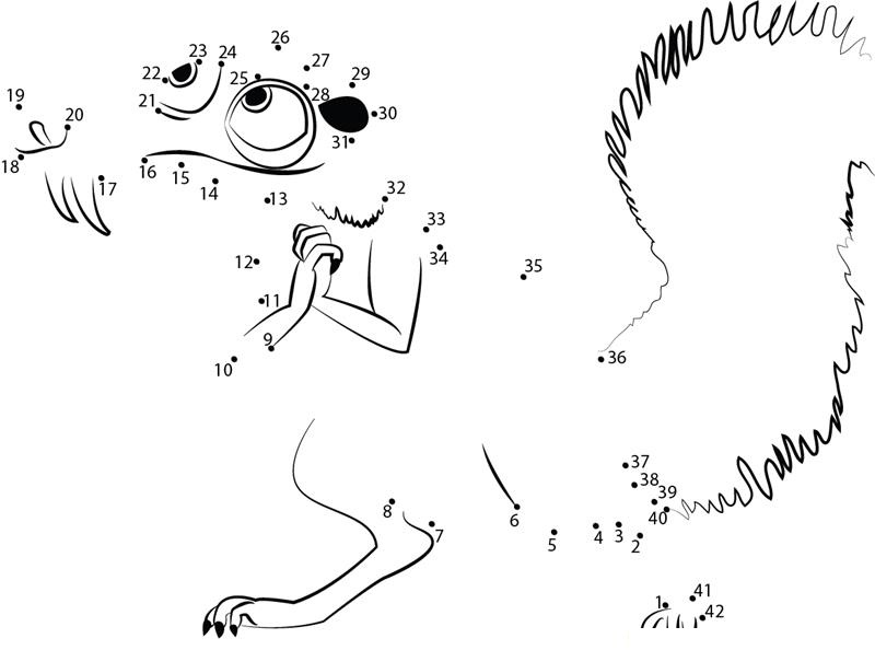 Ice Age Sabertoothed Squirrel  Scrat printable dot to dot worksheet