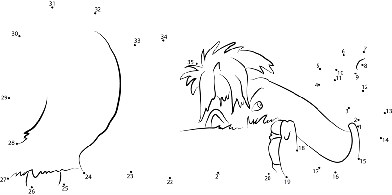 Woolly Mammoth printable dot to dot worksheet