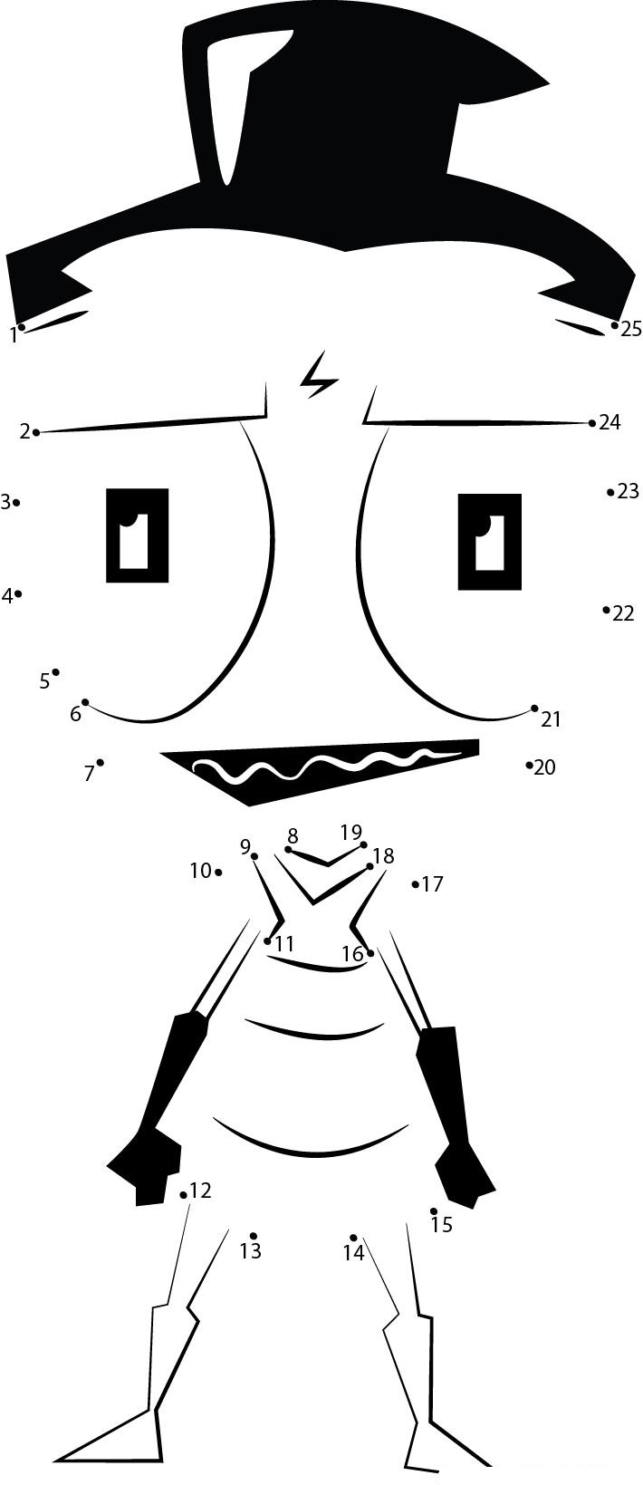 Invader Zim Alien printable dot to dot worksheet