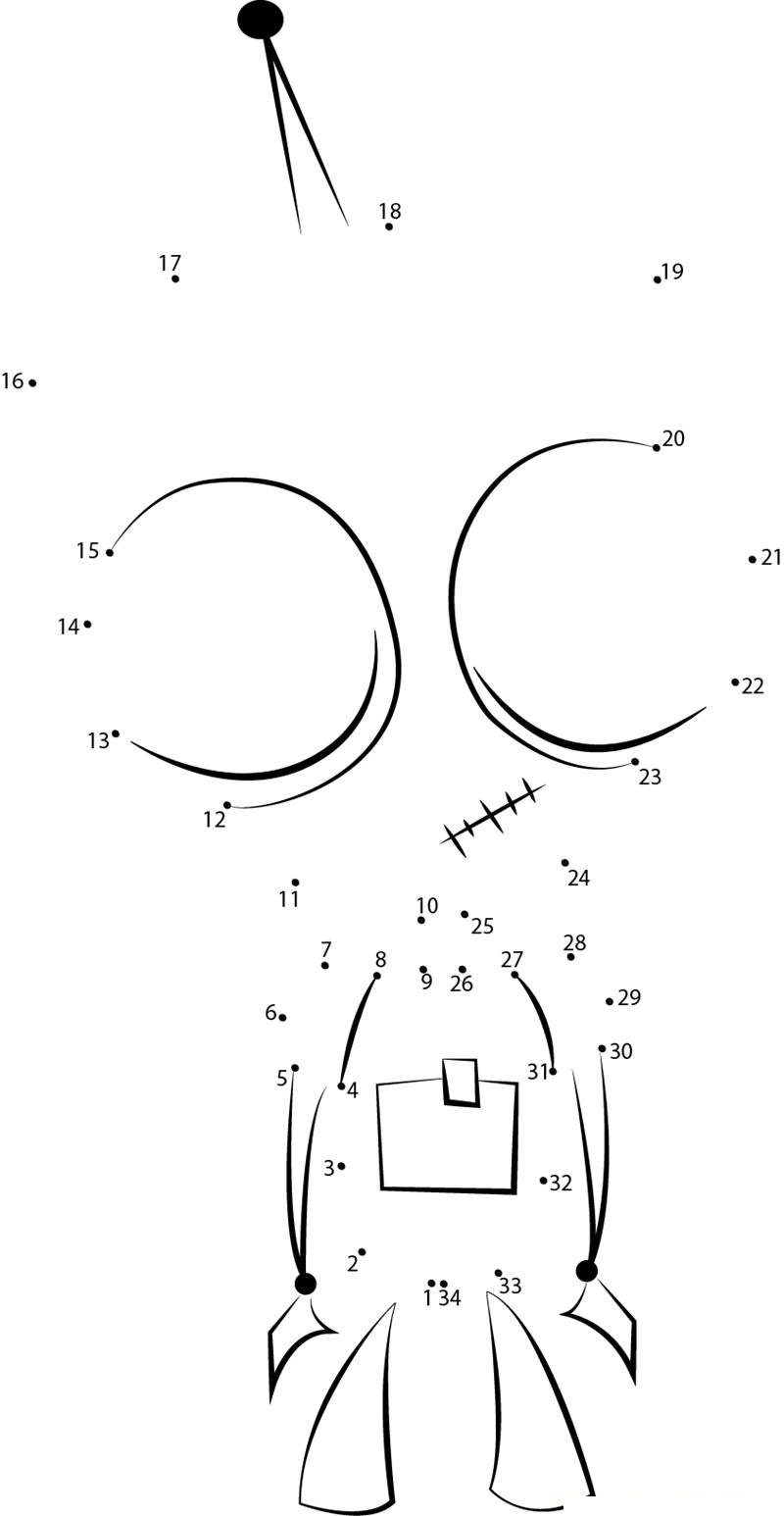 Sad Invader printable dot to dot worksheet