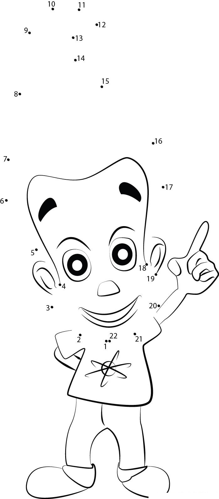 Genius Jimmy Neutron printable dot to dot worksheet