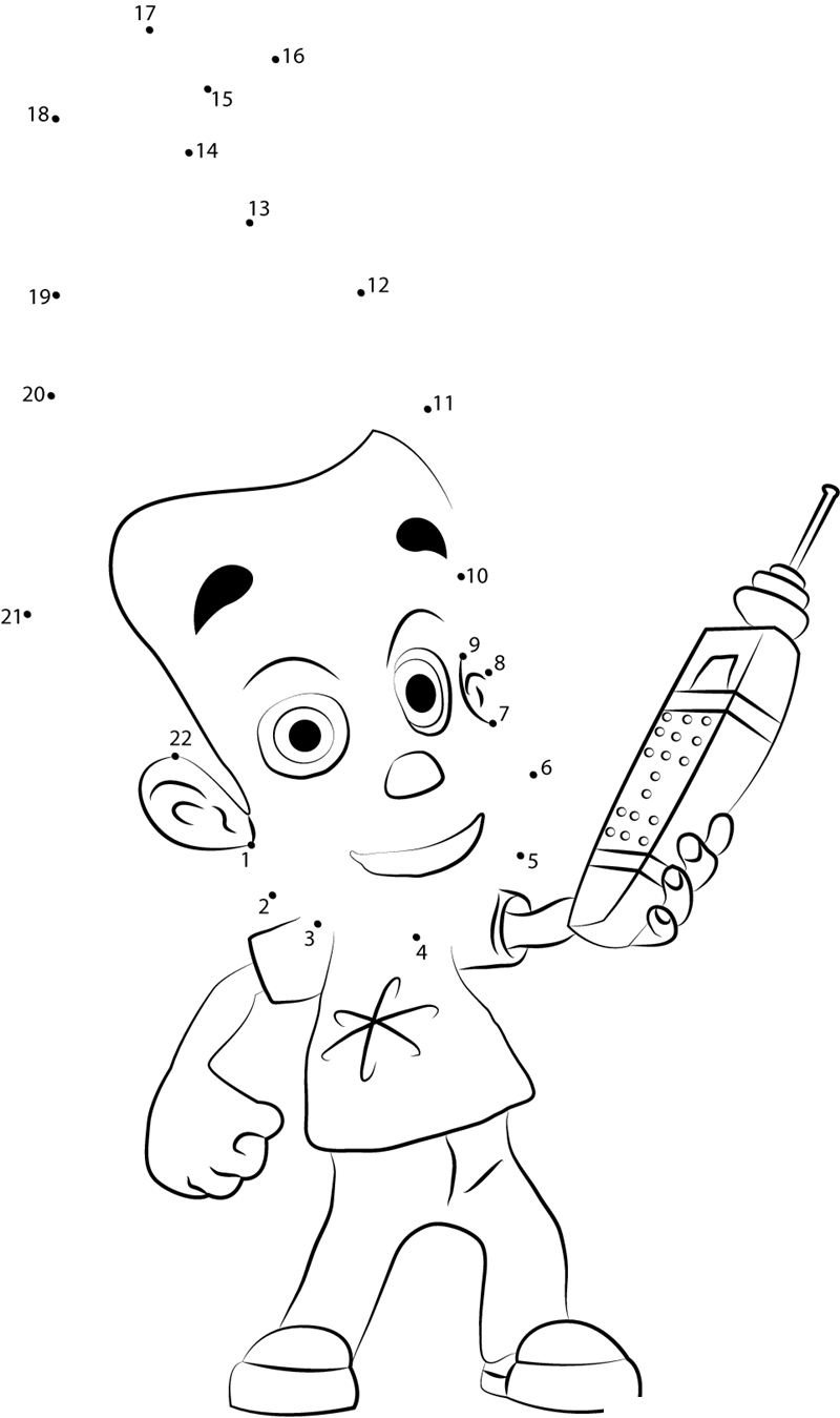 Jimmy Neutron Having Remote printable dot to dot worksheet