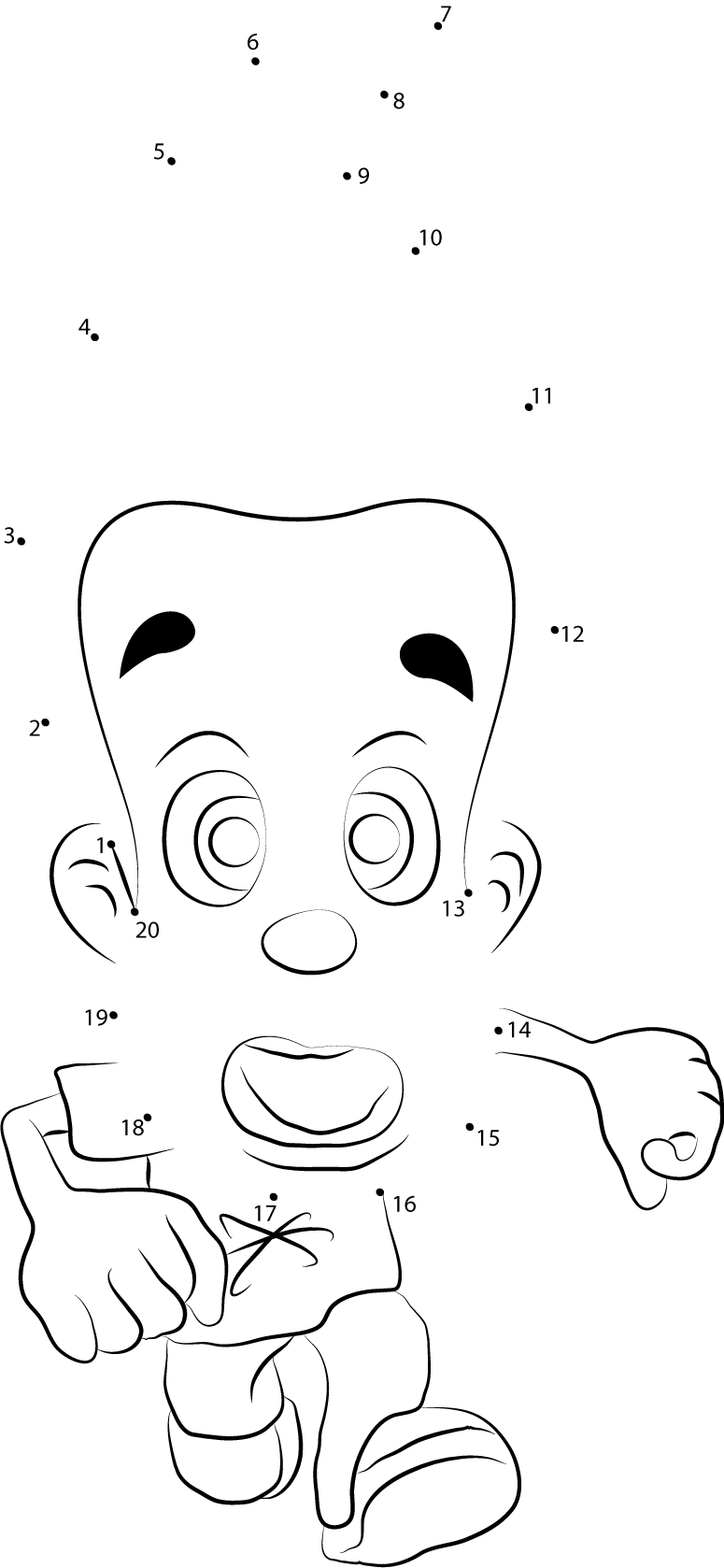 Jimmy Neutron In Trouble printable dot to dot worksheet