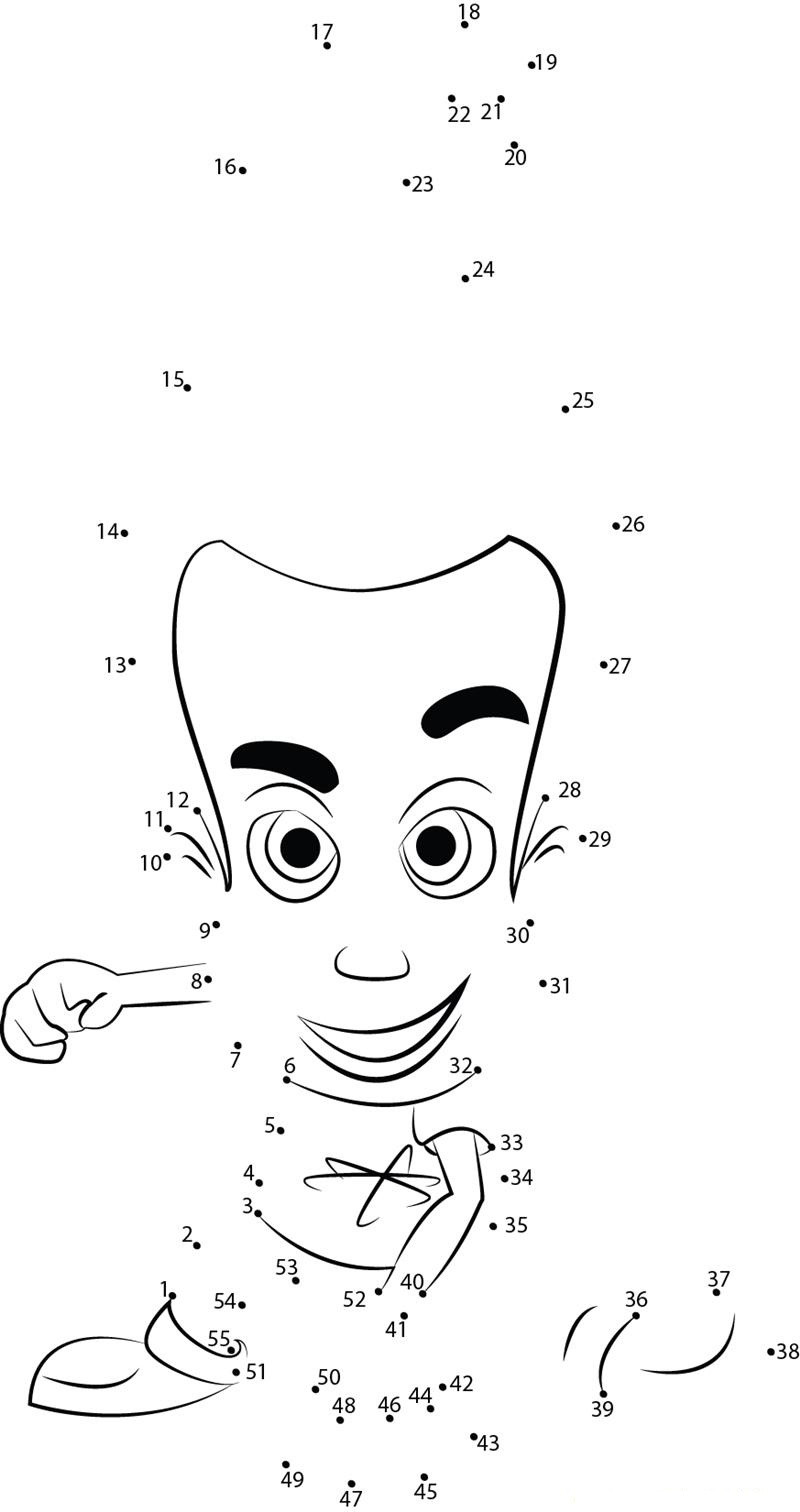 Jimmy Neutron Smart Boy printable dot to dot worksheet