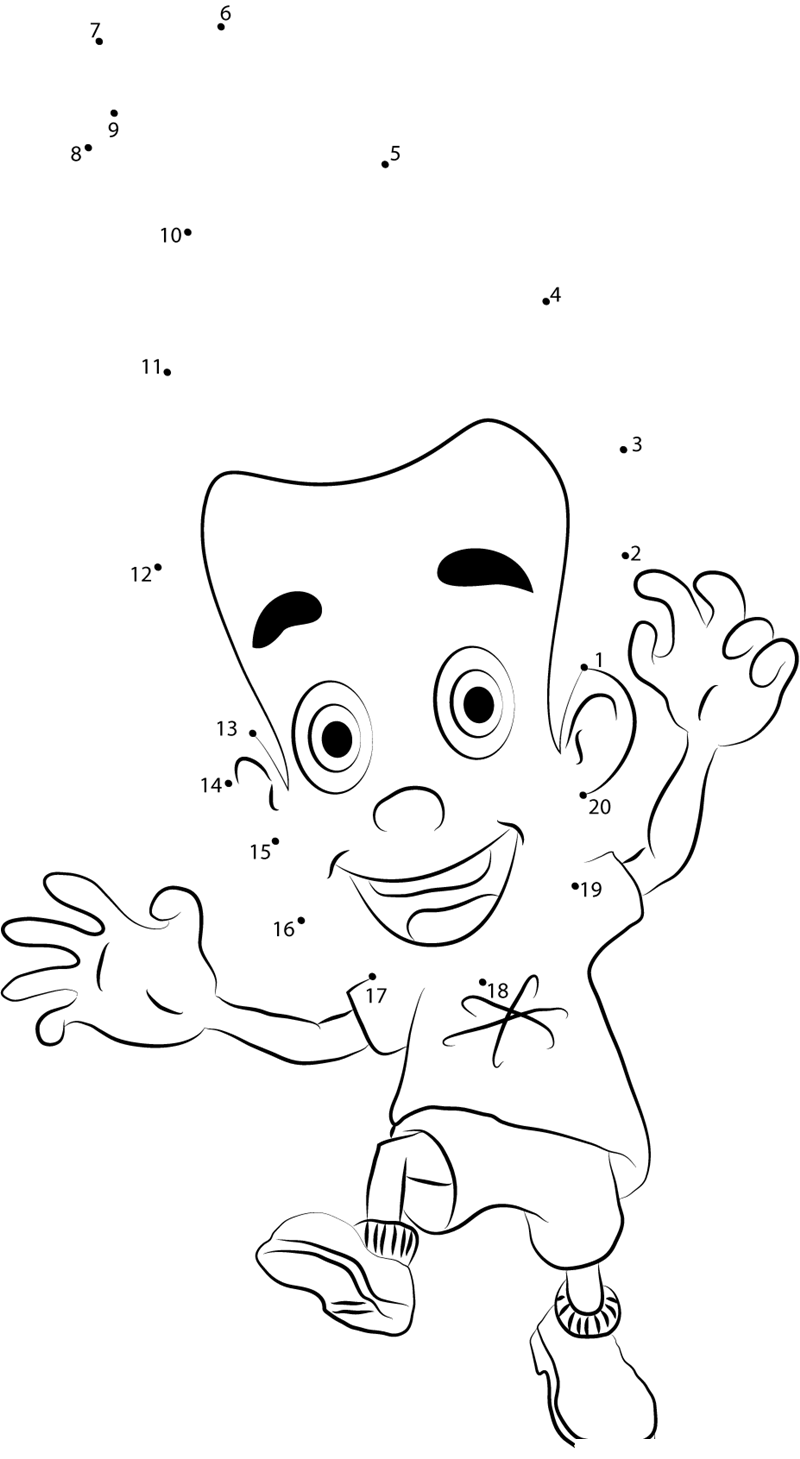 Joyful Jimmy Neutron printable dot to dot worksheet