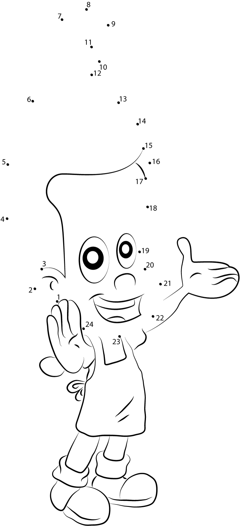 Smiling Jimmy Neutron printable dot to dot worksheet