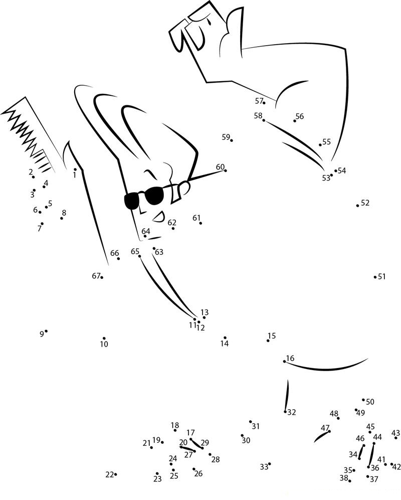 Johnny Bravo printable dot to dot worksheet