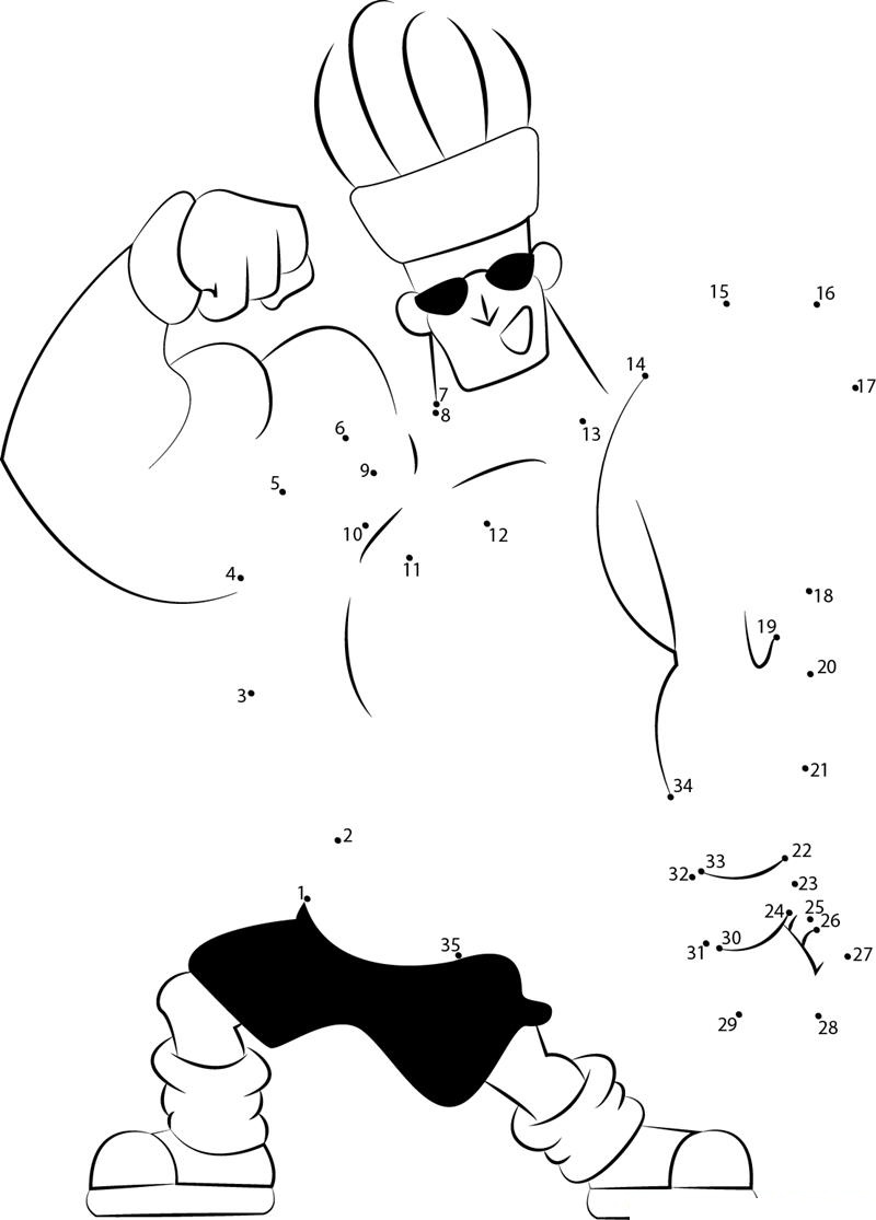 Johnny Bravo Actions printable dot to dot worksheet