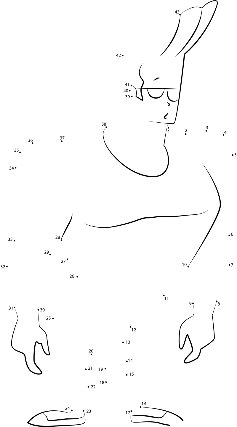 Johnny Bravo Looking Someone printable dot to dot worksheet