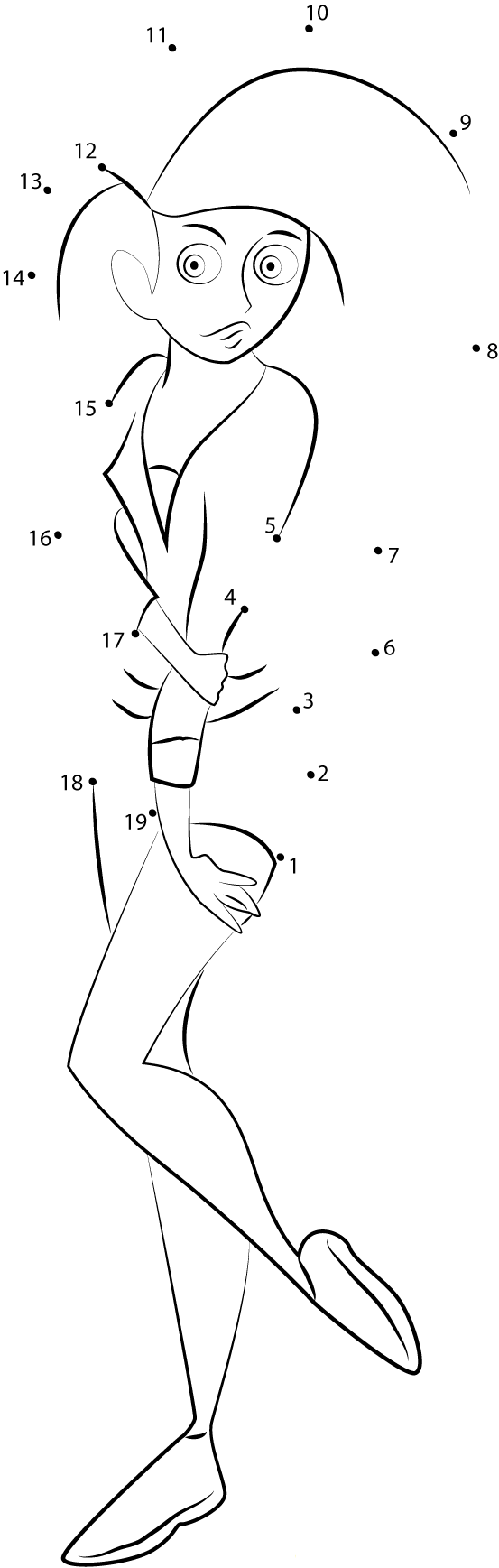 Kim Possible Outfit printable dot to dot worksheet