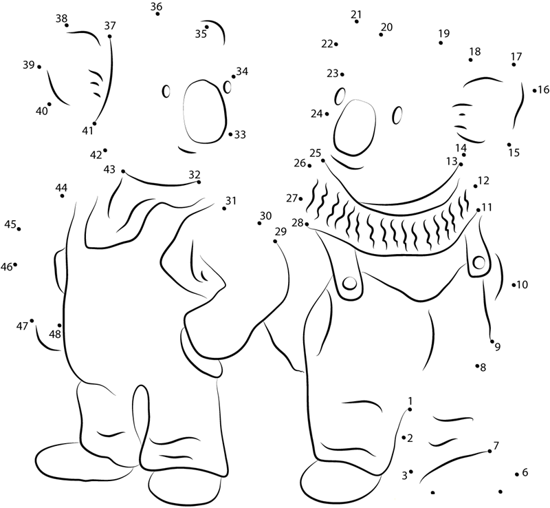 Frank And Buster printable dot to dot worksheet