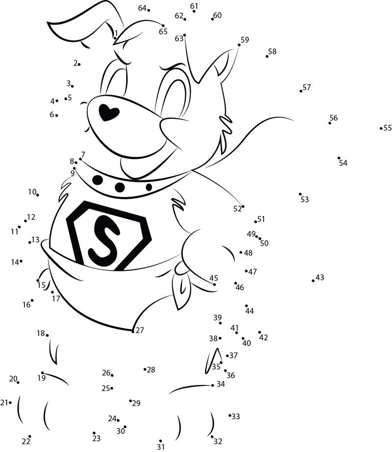 Baby Krypto printable dot to dot worksheet