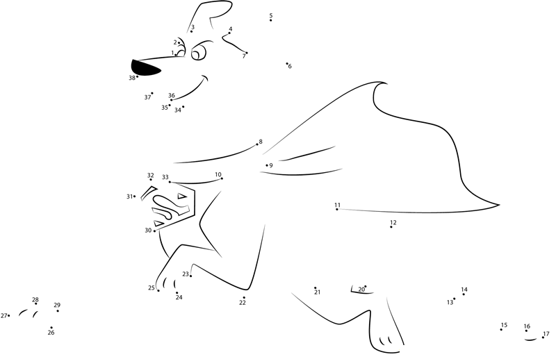 Krypto Super Dog printable dot to dot worksheet