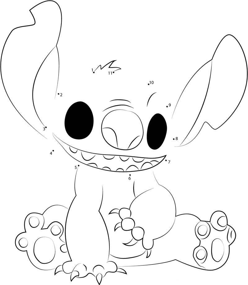 Stitch Smiling printable dot to dot worksheet