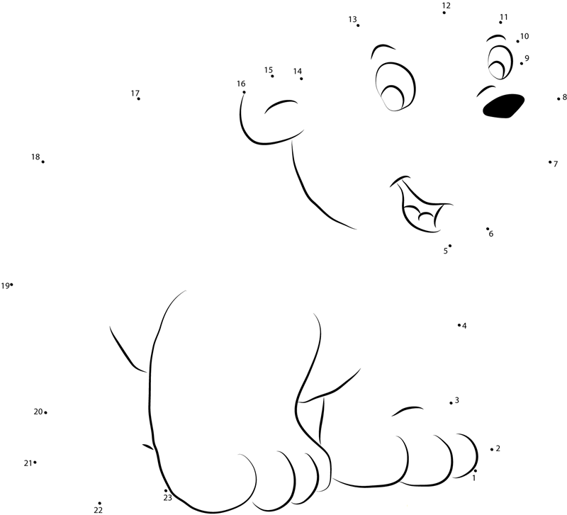 Happy Little Polar Bear printable dot to dot worksheet