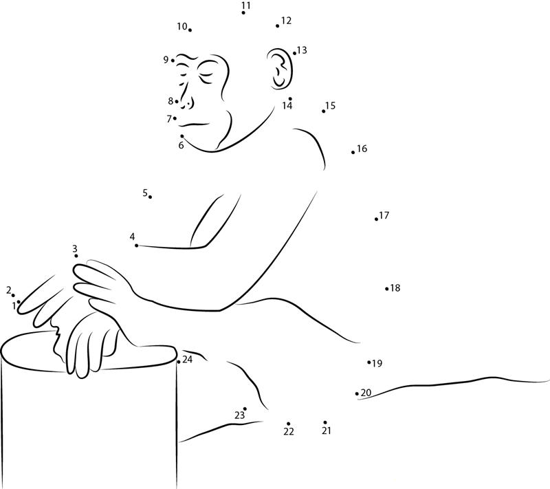 Monkey Sleeping On Rock dot to dot worksheets