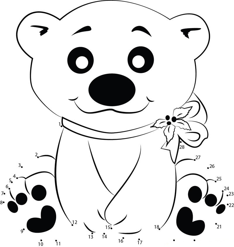 Little Polar Bear printable dot to dot worksheet